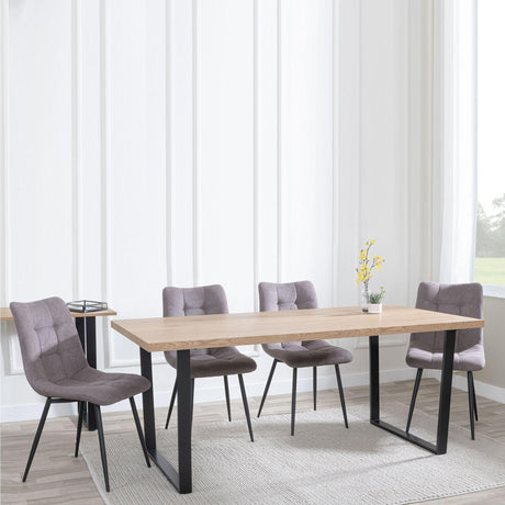 Ezra Oak Effect Dining Set - Corona Camel Fabric Chairs-4