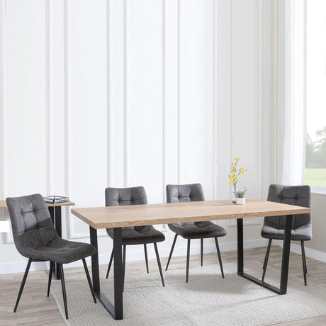 Ezra Oak Effect Dining Set - Corona Grey Fabric Chairs-9