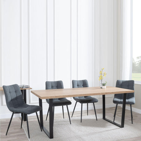 Ezra Oak Effect Dining Set - Corona Light Grey Fabric Chairs-7