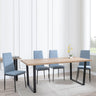 Clearance - Texas Oak Effect Dining Set - Lido Blue Fabric Chairs with Black Legs-3