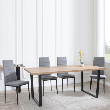 Ezra Oak Effect Dining Set - Lido Dark Grey Fabric Chairs with Black Legs-5