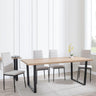 Clearance - Texas Oak Effect Dining Set - Lido Sand Fabric Chairs with Black Legs-5