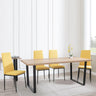 Clearance - Texas Oak Effect Dining Set - Lido Yellow Fabric Chairs with Black Legs-4