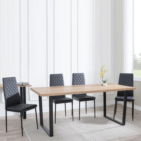 Ezra Oak Effect Dining Set - Metro Black Leather Chairs with Black Legs-6