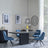 Morgan Black Ceramic Fluted Dining Set - Arctic Blue Velvet Fabric Swivel Dining Chair-3