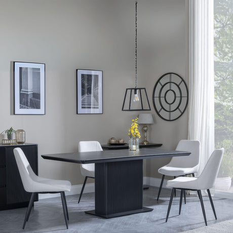 Morgan Black Ceramic Fluted Dining Set - Darwin Cream Fabric Dining Chair