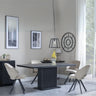 Morgan Black Ceramic Fluted Dining Set - Ion Beige Velvet Fabric Swivel Dining Chair