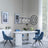 Luxor White Marble Effect Oval Dining Set - Arctic Blue Velvet Fabric Swivel Dining Chair-3