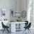 Luxor White Marble Effect Oval Dining Set - Arctic Green Velvet Fabric Swivel Dining Chair