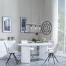 Luxor White Marble Effect Oval Dining Set - Boden Cream Fabric Swivel Dining Chair-2