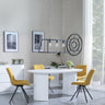 Luxor White Marble Effect Oval Dining Set - Boden Yellow Fabric Swivel Dining Chair-3