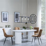 Luxor White Marble Effect Oval Dining Set - Corona Brown Fabric Chairs-8