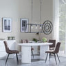 Luxor White Marble Effect Oval Dining Set - Corona Camel Fabric Chairs-4