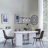 Luxor White Marble Effect Oval Dining Set - Corona Grey Fabric Chairs-9