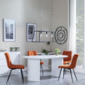 Luxor White Marble Effect Oval Dining Set - Corona Orange Fabric Chairs-2