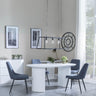 Luxor White Marble Effect Oval Dining Set - Darwin Dark Grey Fabric Dining Chair-5