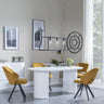 Luxor White Marble Effect Oval Dining Set - Ion Mustrad Velvet Fabric Swivel Dining Chair-4