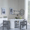 Luxor White Marble Effect Oval Dining Set - Kiefer Grey Boucle Fabric Dining Chair