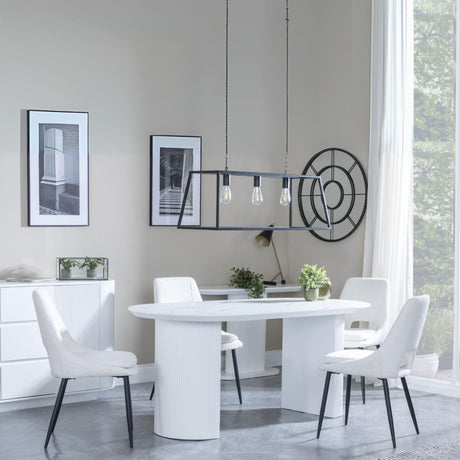 Luxor White Marble Effect Oval Dining Set - Peyton Cream Fabric Dining Chair-4