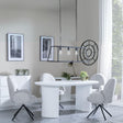 Luxor White Marble Effect Oval Dining Set - Theo Grey Fabric Swivel Dining Chair
