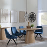 Palma Oak Oval Dining Set - Arctic Blue Velvet Fabric Swivel Dining Chair-3