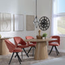 Palma Oak Oval Dining Set - Ion Orange Velvet Fabric Swivel Dining Chair-4