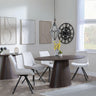 Palma Walnut Oval Dining Set - Boden Cream Fabric Swivel Dining Chair-3