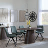 Palma Walnut Oval Dining Set - Boden Green Fabric Swivel Dining Chair-5