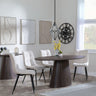 Palma Walnut Oval Dining Set - Corona Beige Fabric Chairs-3