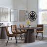 Palma Walnut Oval Dining Set - Corona Brown Fabric Chairs-8