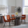 Palma Walnut Oval Dining Set - Corona Orange Fabric Chairs-2