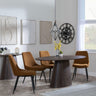 Palma Walnut Oval Dining Set - Darwin Orange Fabric Dining Chair-4