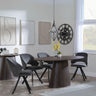 Palma Walnut Oval Dining Set - Ion Dark Grey Velvet Fabric Swivel Dining Chair-3
