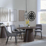 Palma Walnut Oval Dining Set - Peyton Grey Fabric Dining Chair-3