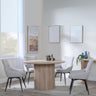 Bern Fluted Oak Effect 4 Seater Round Dining Set - 4 Ace Beige Fabric Swivel Dining Chair-2