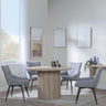 Bern Fluted Oak Effect 4 Seater Round Dining Set - 4 Ace Grey Fabric Swivel Dining Chair