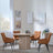 Bern Fluted Oak Effect 4 Seater Round Dining Set - 4 Ace Orange Fabric Swivel Dining Chair-3