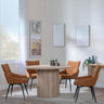 Bern Fluted Oak Effect 4 Seater Round Dining Set - 4 Ace Orange Fabric Swivel Dining Chair-3