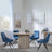 Bern Fluted Oak Effect 4 Seater Round Dining Set - 4 Arctic Blue Velvet Fabric Swivel Dining Chair-3
