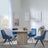 Bern Fluted Oak Effect 4 Seater Round Dining Set - 4 Arctic Blue Velvet Fabric Swivel Dining Chair-3