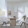 Bern Fluted Oak Effect 4 Seater Round Dining Set - 4 Boden Cream Fabric Swivel Dining Chair-3