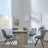 Bern Fluted Oak Effect 4 Seater Round Dining Set - 4 Boden Green Fabric Swivel Dining Chair-4
