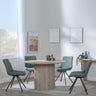 Bern Fluted Oak Effect 4 Seater Round Dining Set - 4 Boden Green Fabric Swivel Dining Chair-5