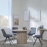 Bern Fluted Oak Effect 4 Seater Round Dining Set - 4 Boden Grey Fabric Swivel Dining Chair-6