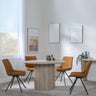 Bern Fluted Oak Effect 4 Seater Round Dining Set - 4 Boden Orange Fabric Swivel Dining Chair-2