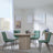 Bern Fluted Oak Effect 4 Seater Round Dining Set - 4 Corona Green Fabric Chairs-6