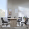 Bern Fluted Oak Effect 4 Seater Round Dining Set - 4 Corona Grey Fabric Chairs-9