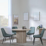 Bern Fluted Oak Effect 4 Seater Round Dining Set - 4 Darwin Green Fabric Dining Chair-5