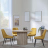 Bern Fluted Oak Effect 4 Seater Round Dining Set - 4 Darwin Yellow Fabric Dining Chair-3