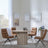 Bern Fluted Oak Effect 4 Seater Round Dining Set - 4 Diego Brown Leather Swivel Dining Chair-2